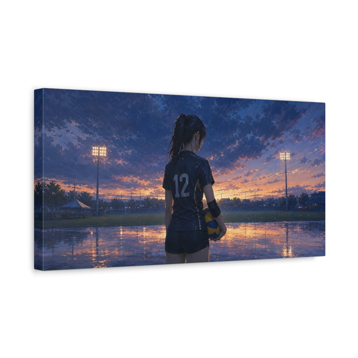 Side Mockup 3. Last Serve At Sunset shown as canvas print
