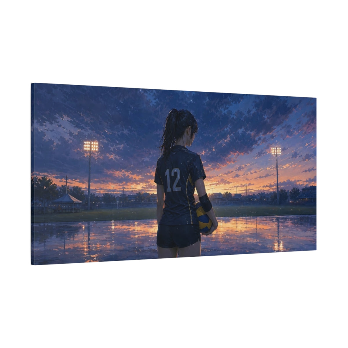 Side Mockup 2. Last Serve At Sunset shown as canvas print