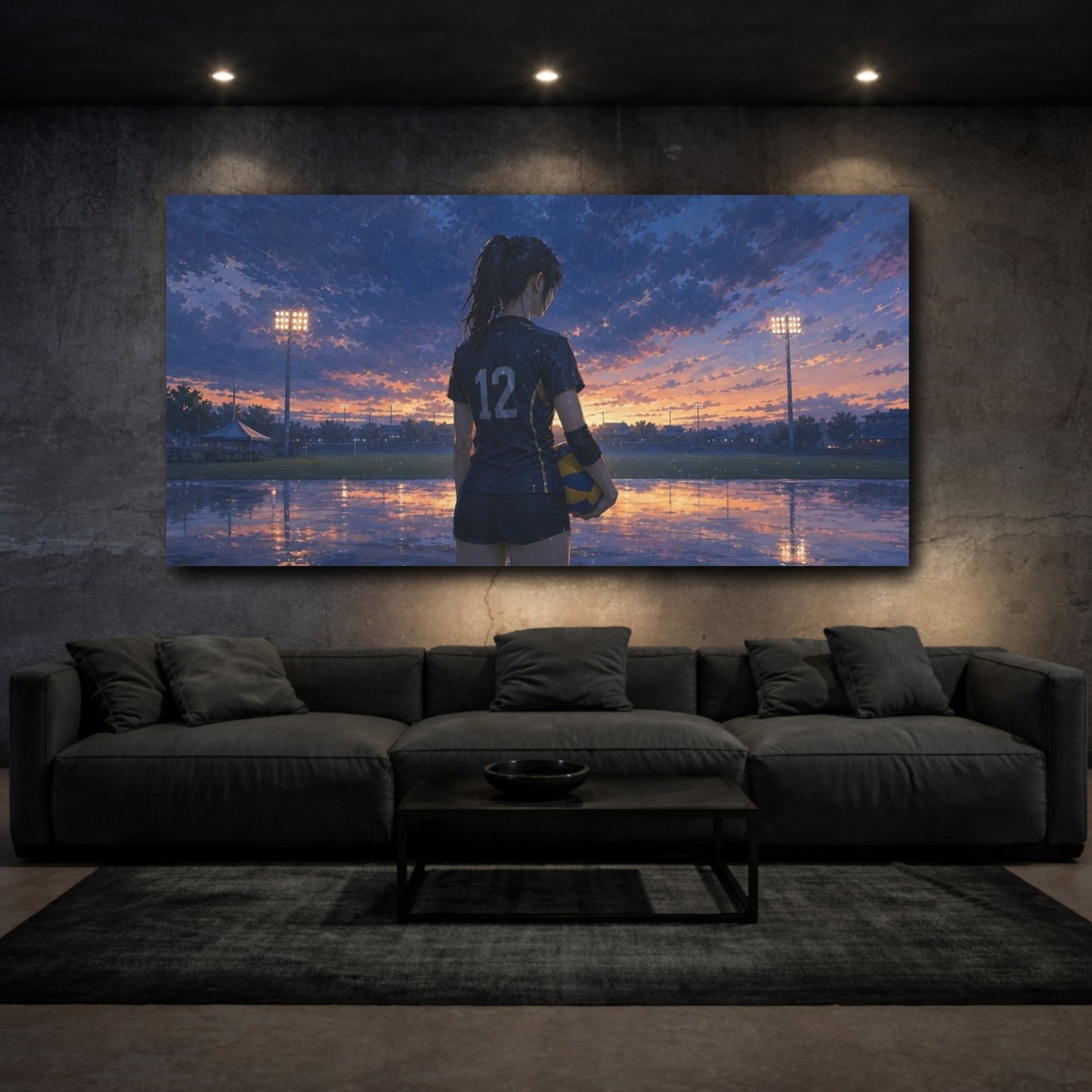 Mockup 3. Last Serve At Sunset shown as canvas print