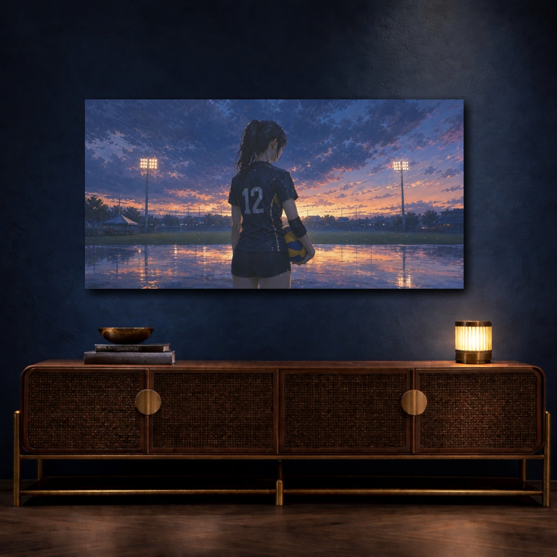 Mockup 4. Last Serve At Sunset shown as canvas print