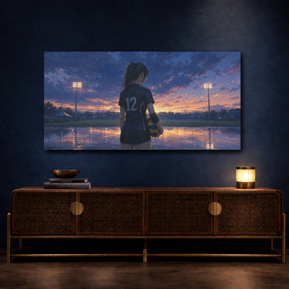 Mockup 4. Last Serve At Sunset shown as canvas print