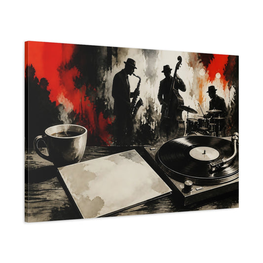 Main Mockup. Late Night Jazz Session shown as canvas print