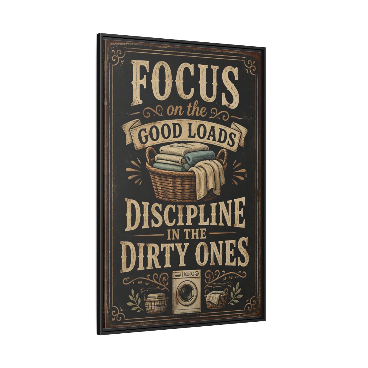 Side Mockup 12. Laundry Quote Sign shown as framed canvas print