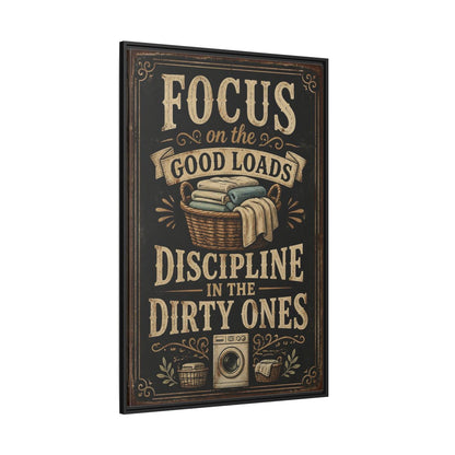 Side Mockup 12. Laundry Quote Sign shown as framed canvas print