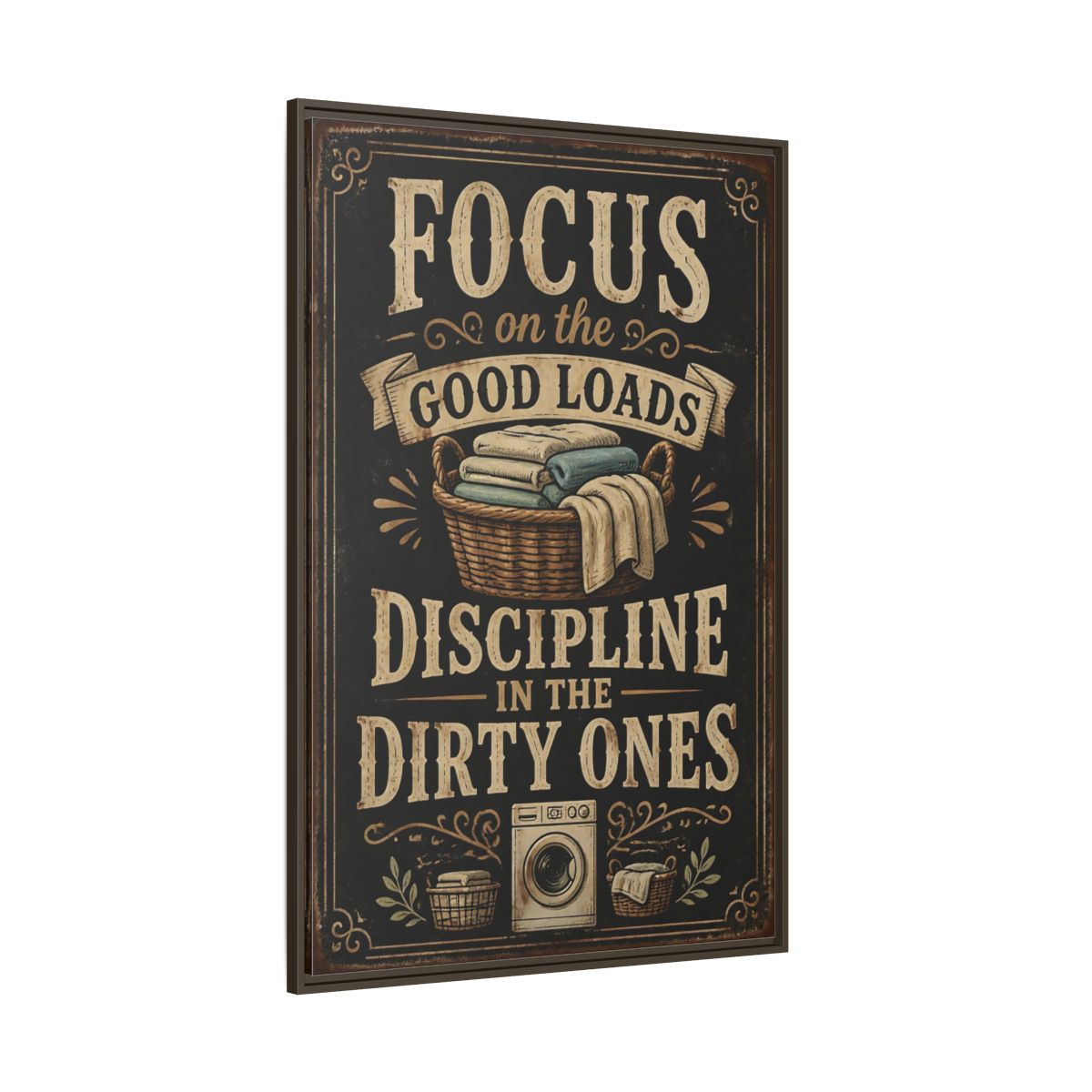 Side Mockup 8. Laundry Quote Sign shown as framed canvas print