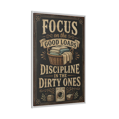 Side Mockup 7. Laundry Quote Sign shown as framed canvas print