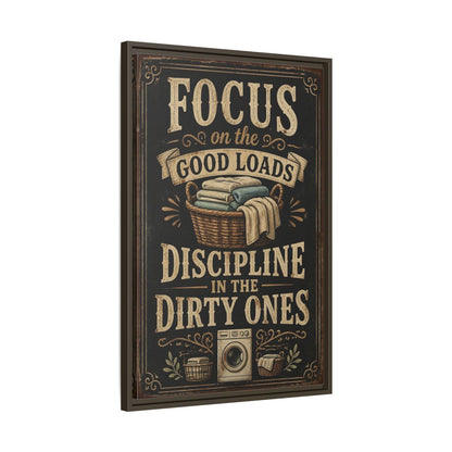 Side Mockup 11. Laundry Quote Sign shown as framed canvas print