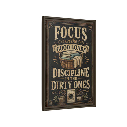 Side Mockup 2. Laundry Quote Sign shown as framed canvas print