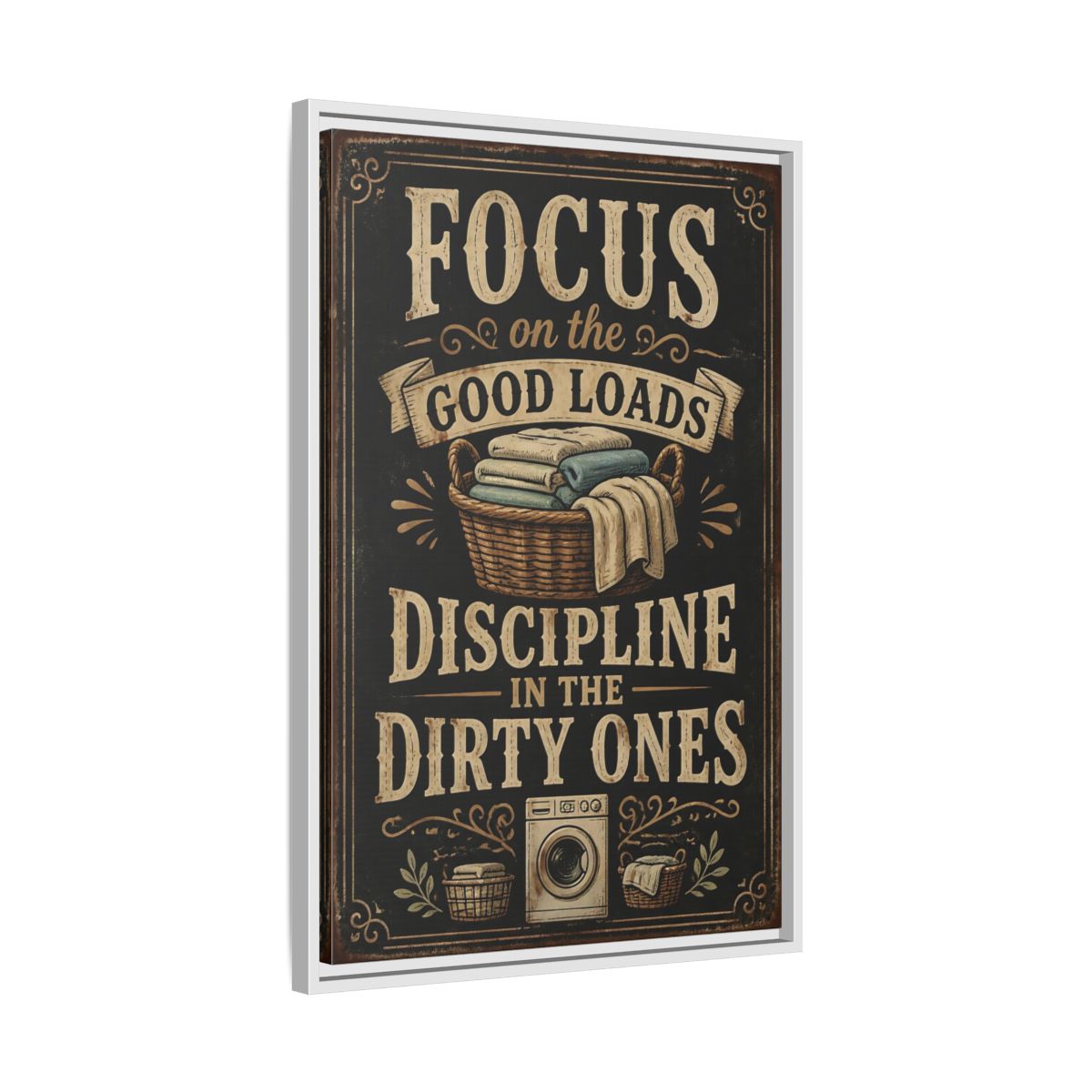 Side Mockup 10. Laundry Quote Sign shown as framed canvas print