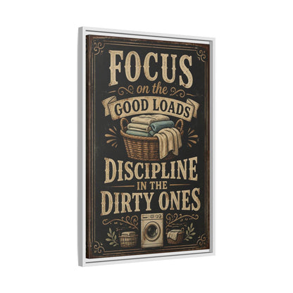 Side Mockup 10. Laundry Quote Sign shown as framed canvas print