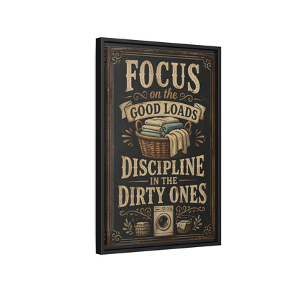 Side Mockup 3. Laundry Quote Sign shown as framed canvas print