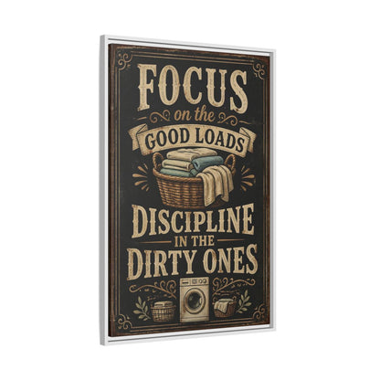 Side Mockup 9. Laundry Quote Sign shown as framed canvas print