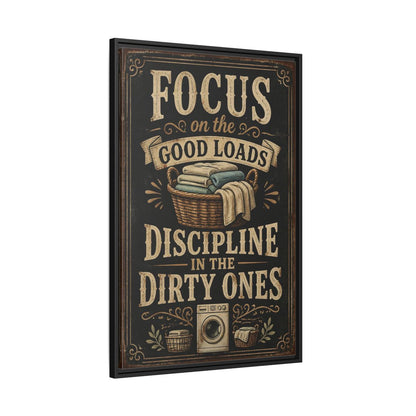Side Mockup 13. Laundry Quote Sign shown as framed canvas print
