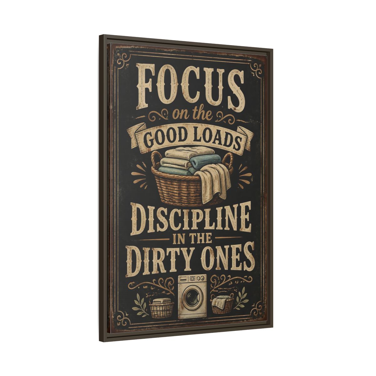 Main Mockup. Laundry Quote Sign shown as framed canvas print