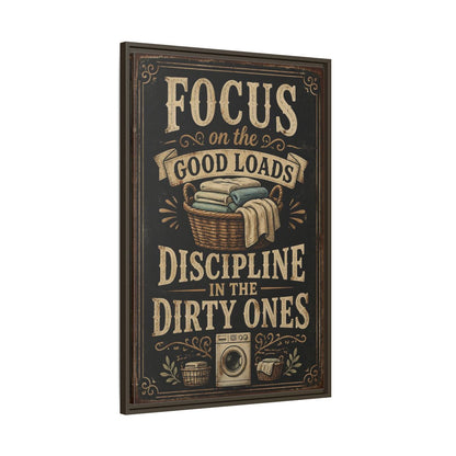 Main Mockup. Laundry Quote Sign shown as framed canvas print