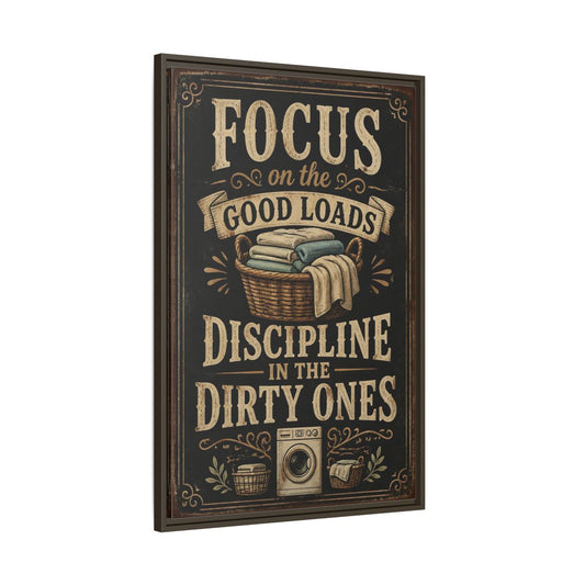 Main Mockup. Laundry Quote Sign shown as framed canvas print