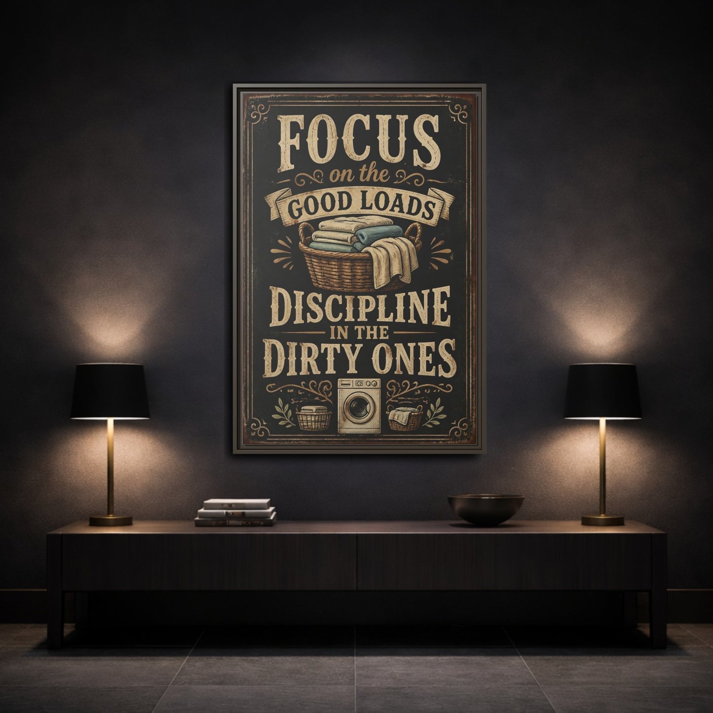 Mockup 3. Laundry Quote Sign shown as framed canvas print