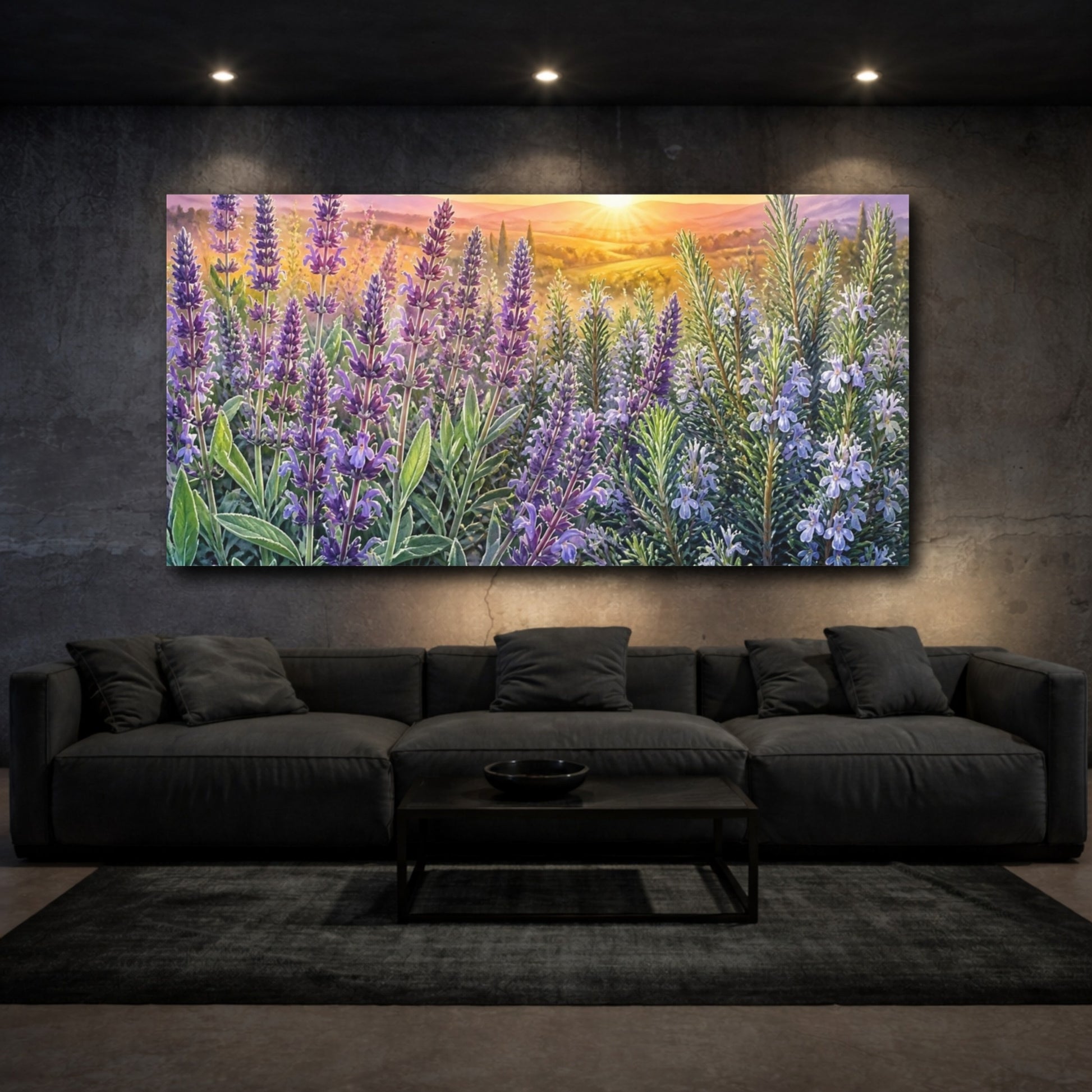 Mockup 3. Lavender And Rosemary Sunrise shown as canvas print