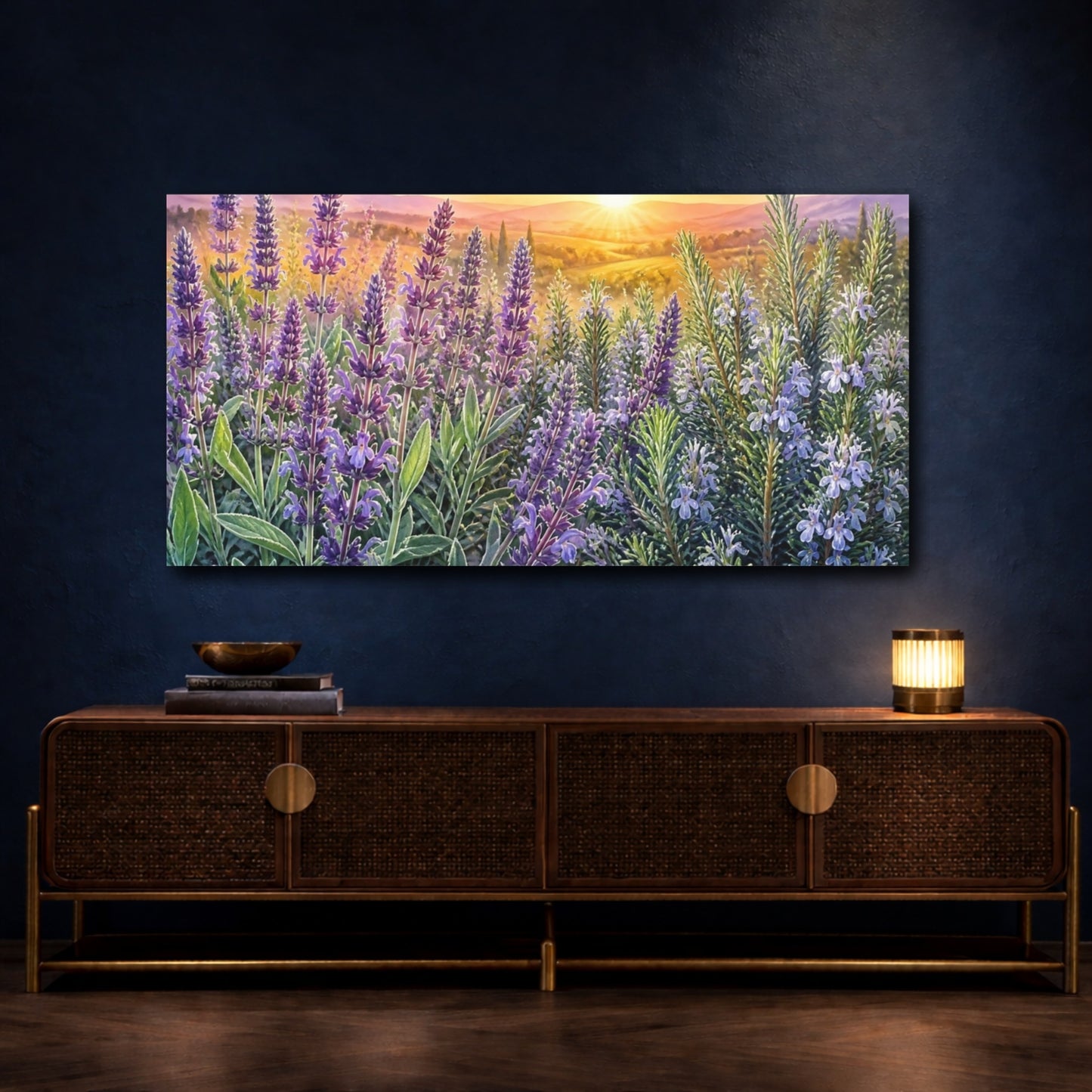 Mockup 4. Lavender And Rosemary Sunrise shown as canvas print