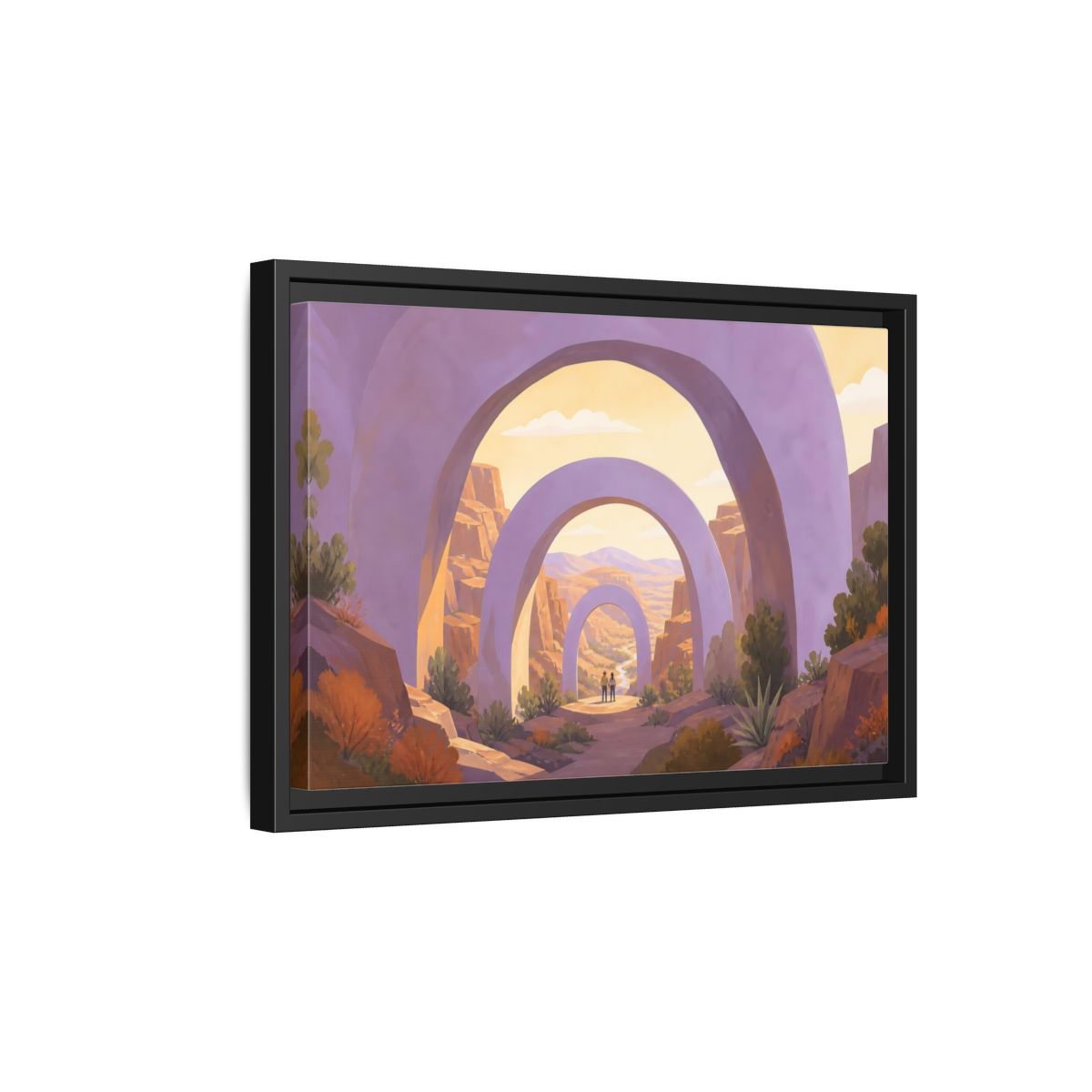 Side Mockup 6. Lavender Arches Over Canyon shown as framed canvas print
