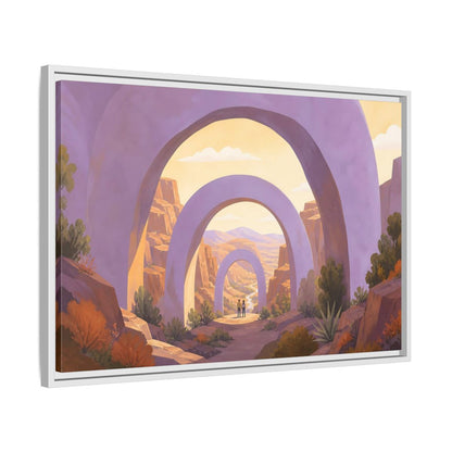 Side Mockup 10. Lavender Arches Over Canyon shown as framed canvas print