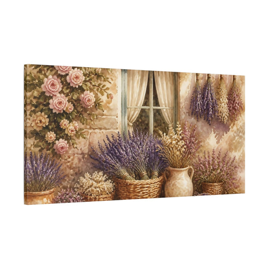 Main Mockup. Lavender By The Window shown as canvas print