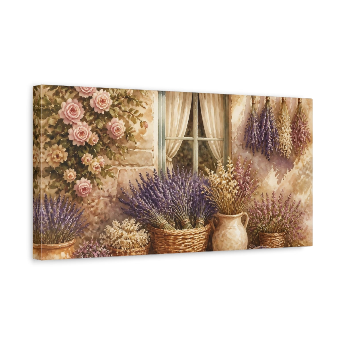 Side Mockup 3. Lavender By The Window shown as canvas print