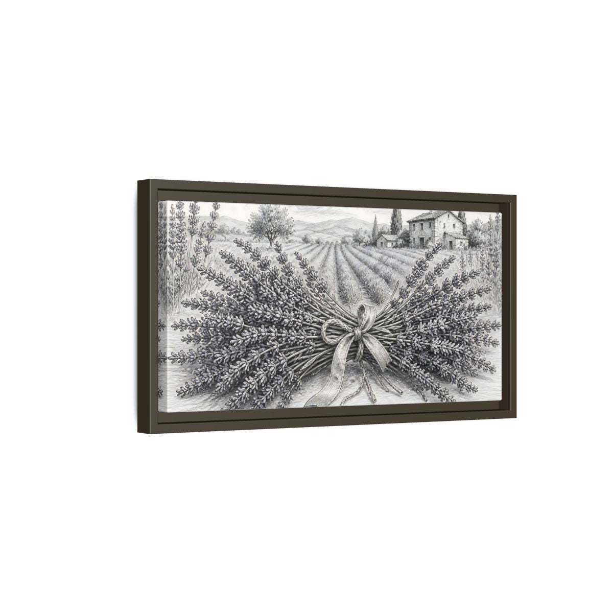 Side Mockup 7. Lavender Farmhouse Bouquet shown as framed canvas print
