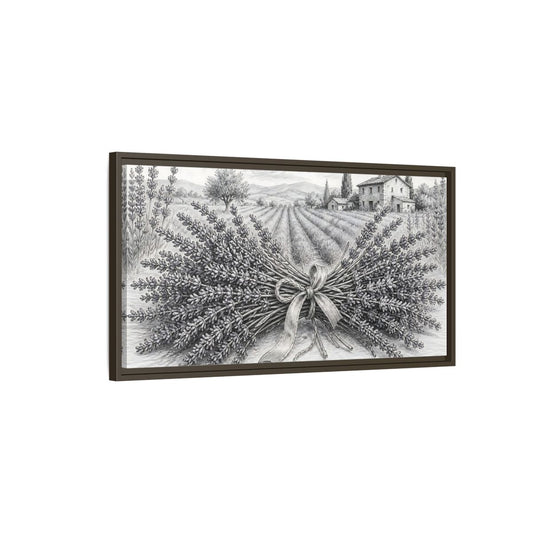 Main Mockup. Lavender Farmhouse Bouquet shown as framed canvas print