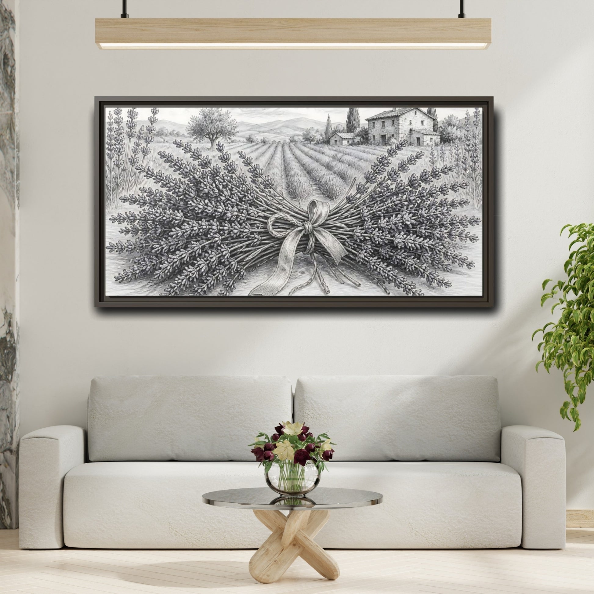 Mockup 2. Lavender Farmhouse Bouquet shown as framed canvas print