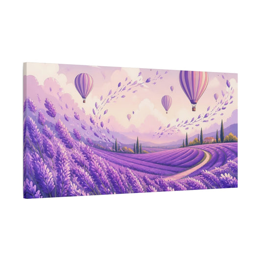 Main Mockup. Lavender Fields & Balloons shown as canvas print