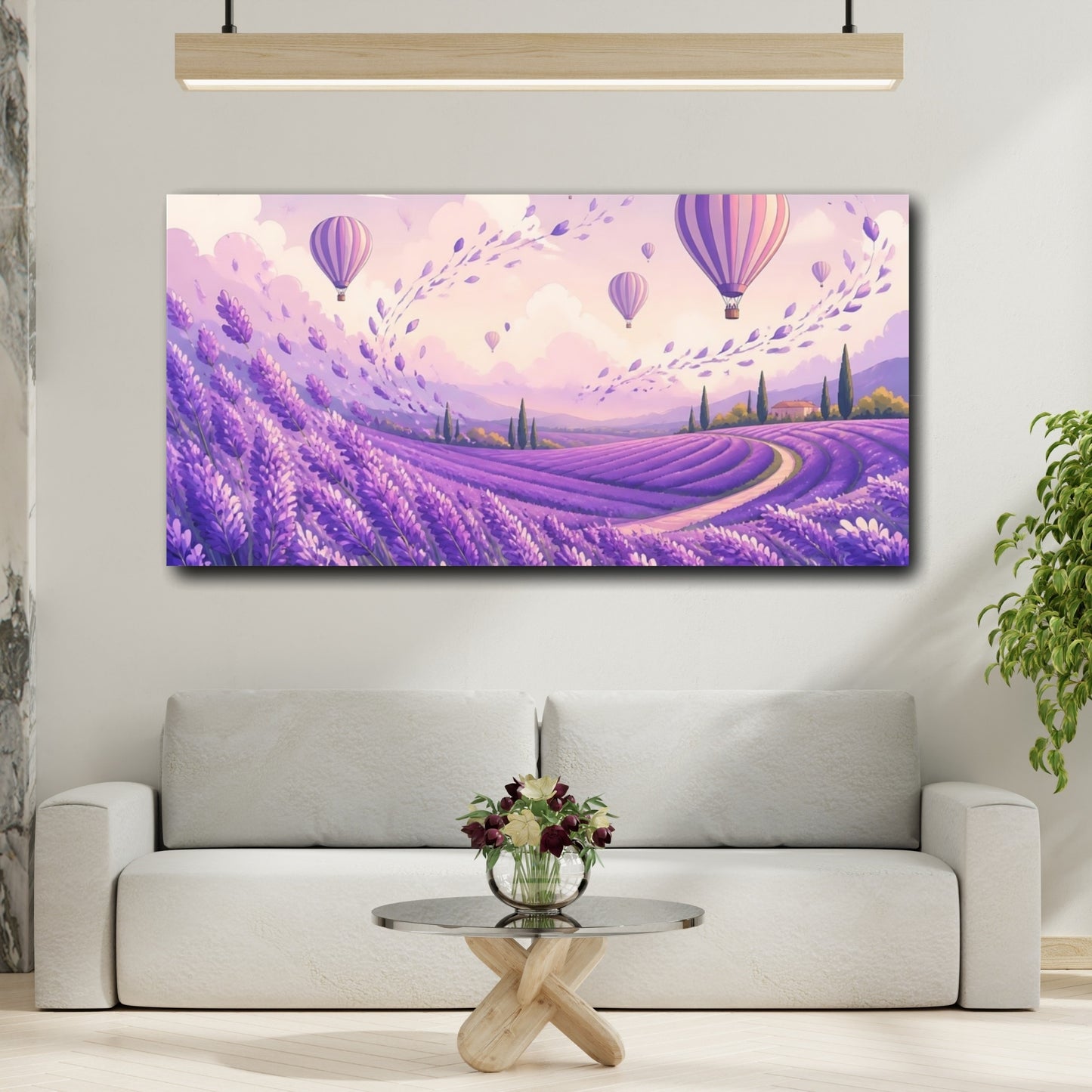 Mockup 2. Lavender Fields & Balloons shown as canvas print