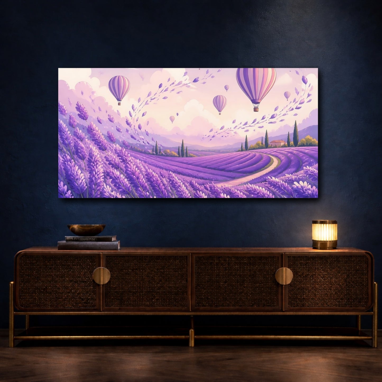 Mockup 4. Lavender Fields & Balloons shown as canvas print