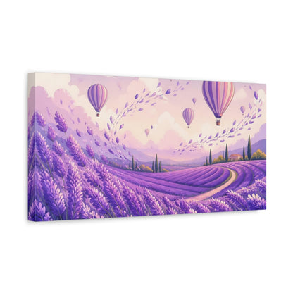 Side Mockup 3. Lavender Fields & Balloons shown as canvas print
