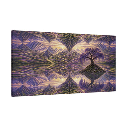Main Mockup. Lavender Labyrinth With Wisteria shown as canvas print