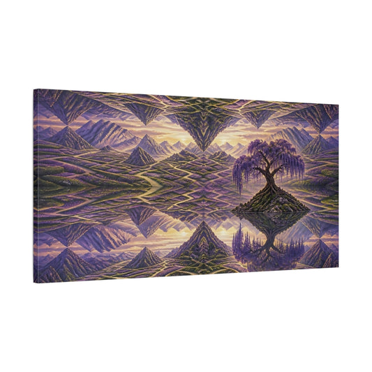 Main Mockup. Lavender Labyrinth With Wisteria shown as canvas print
