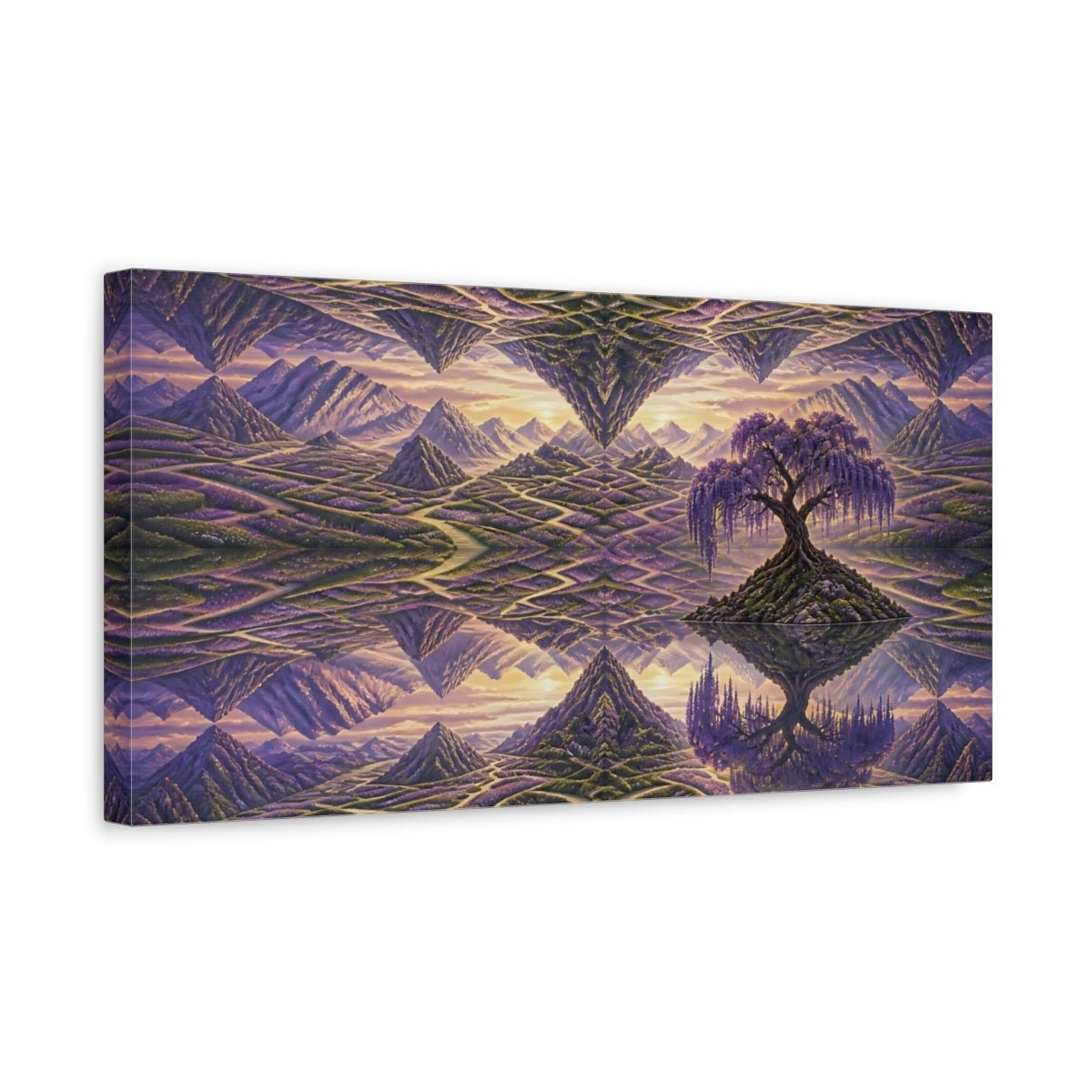Side Mockup 3. Lavender Labyrinth With Wisteria shown as canvas print