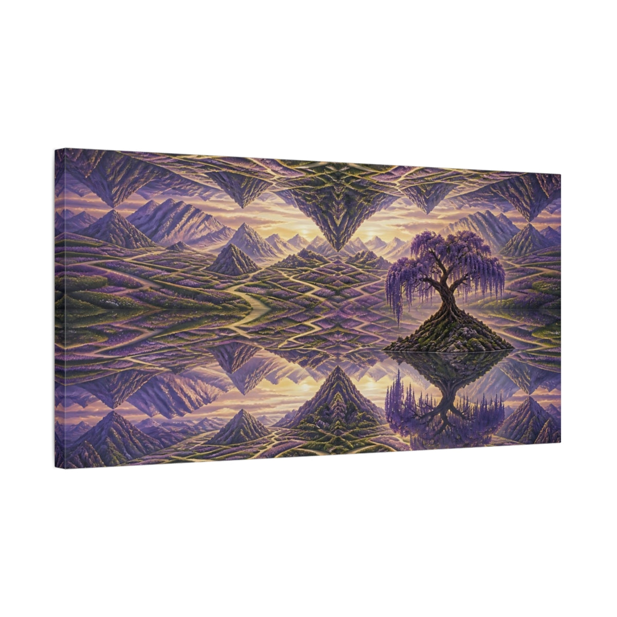 Side Mockup 1. Lavender Labyrinth With Wisteria shown as canvas print