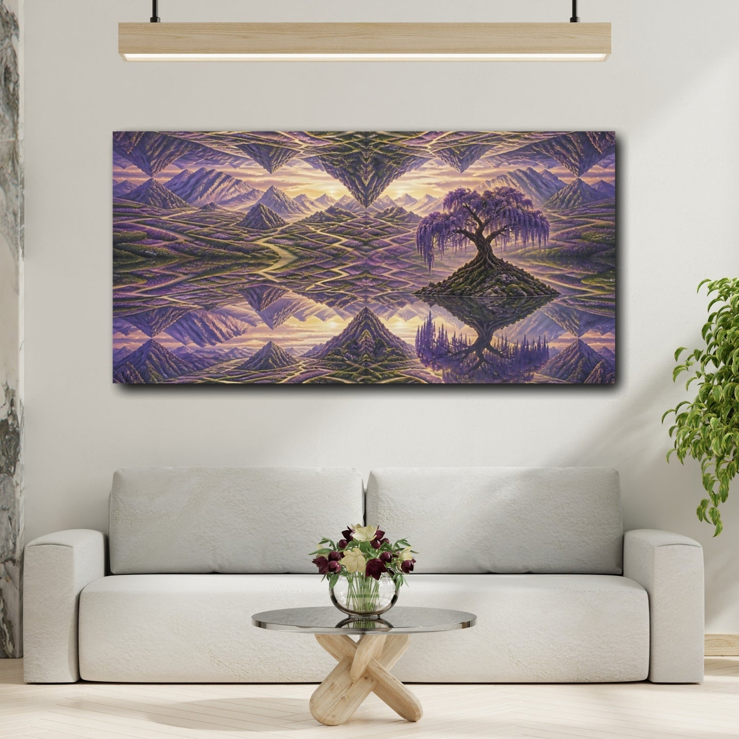 Mockup 2. Lavender Labyrinth With Wisteria shown as canvas print
