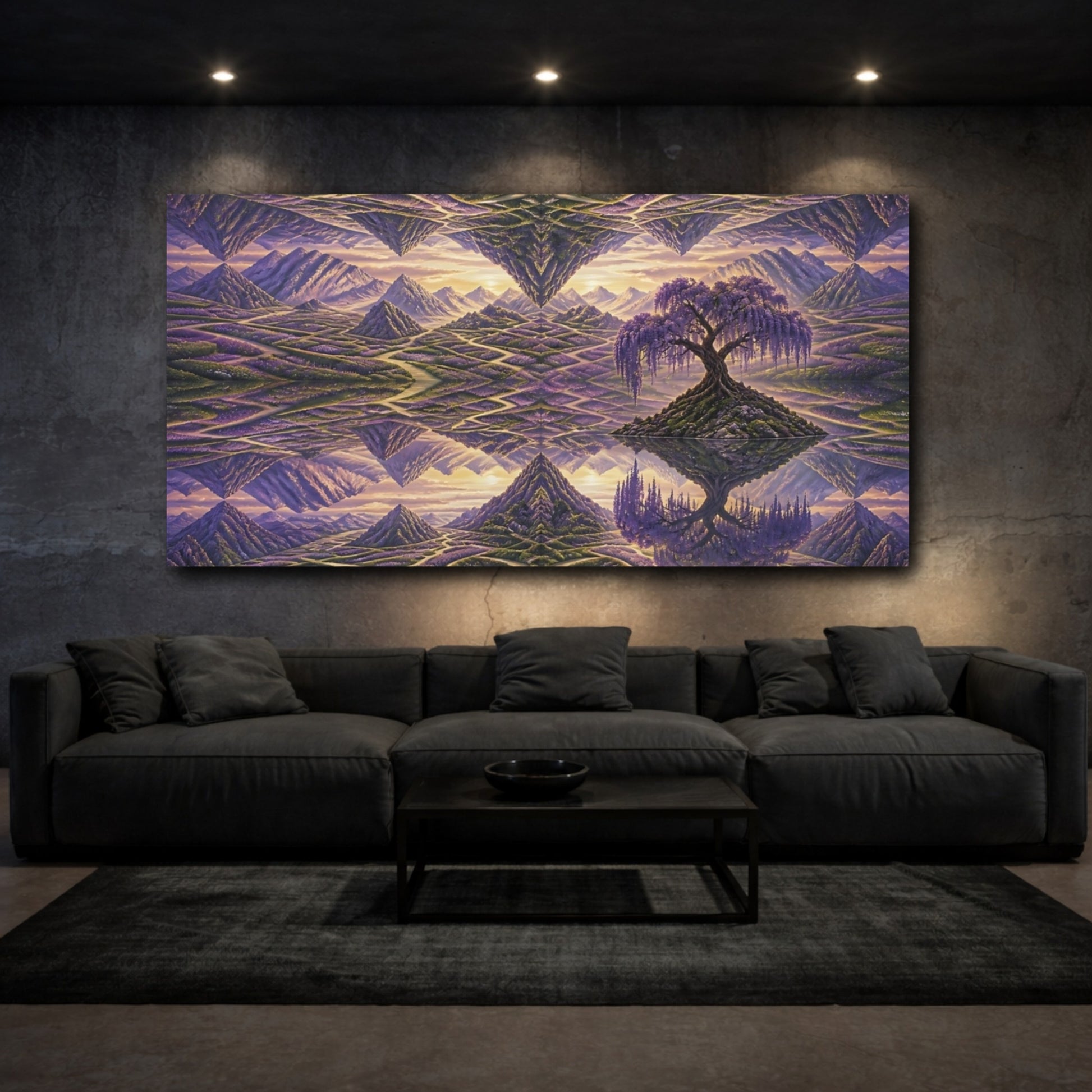 Mockup 3. Lavender Labyrinth With Wisteria shown as canvas print
