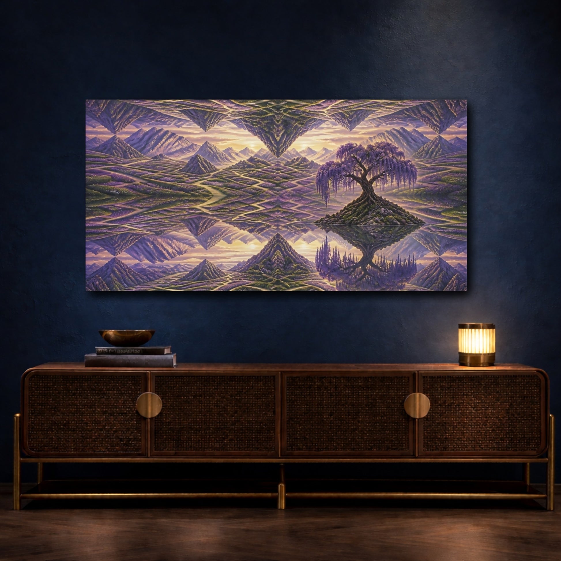 Mockup 4. Lavender Labyrinth With Wisteria shown as canvas print