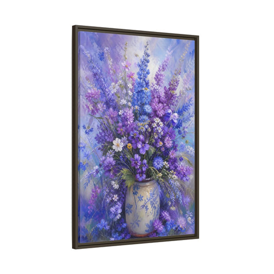 Main Mockup. Lavender Meadow Bouquet shown as framed canvas print