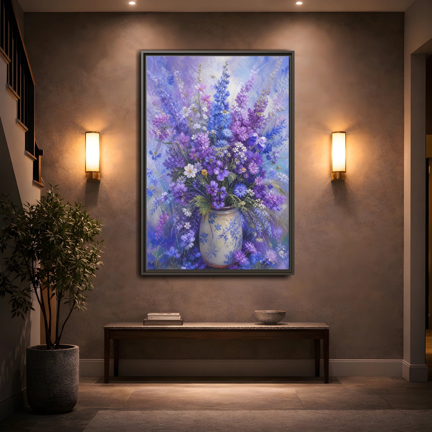 Mockup 2. Lavender Meadow Bouquet shown as framed canvas print
