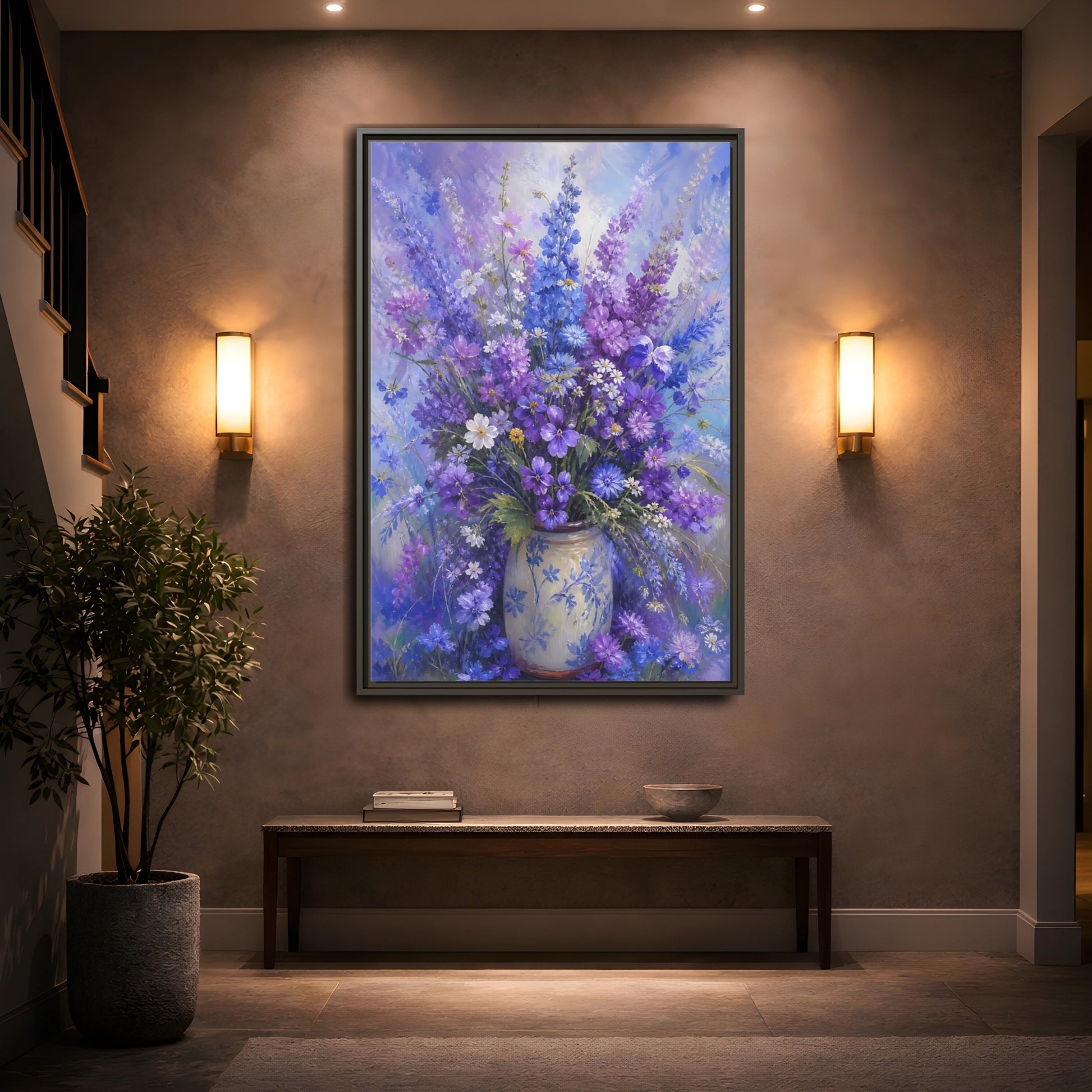 Mockup 2. Lavender Meadow Bouquet shown as framed canvas print