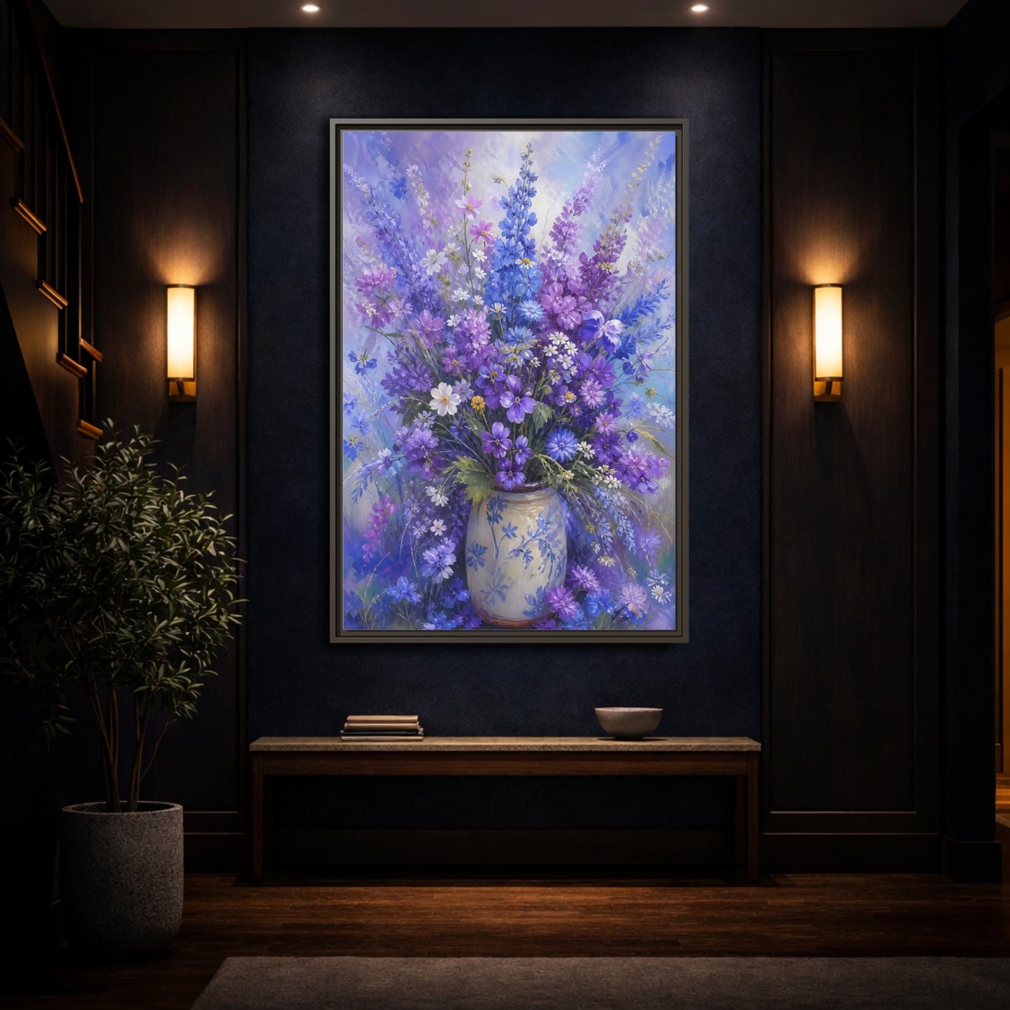 Mockup 4. Lavender Meadow Bouquet shown as framed canvas print