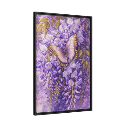 Side Mockup 13. Lavender Wisteria Butterfly shown as framed canvas print