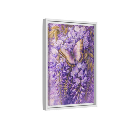 Side Mockup 4. Lavender Wisteria Butterfly shown as framed canvas print