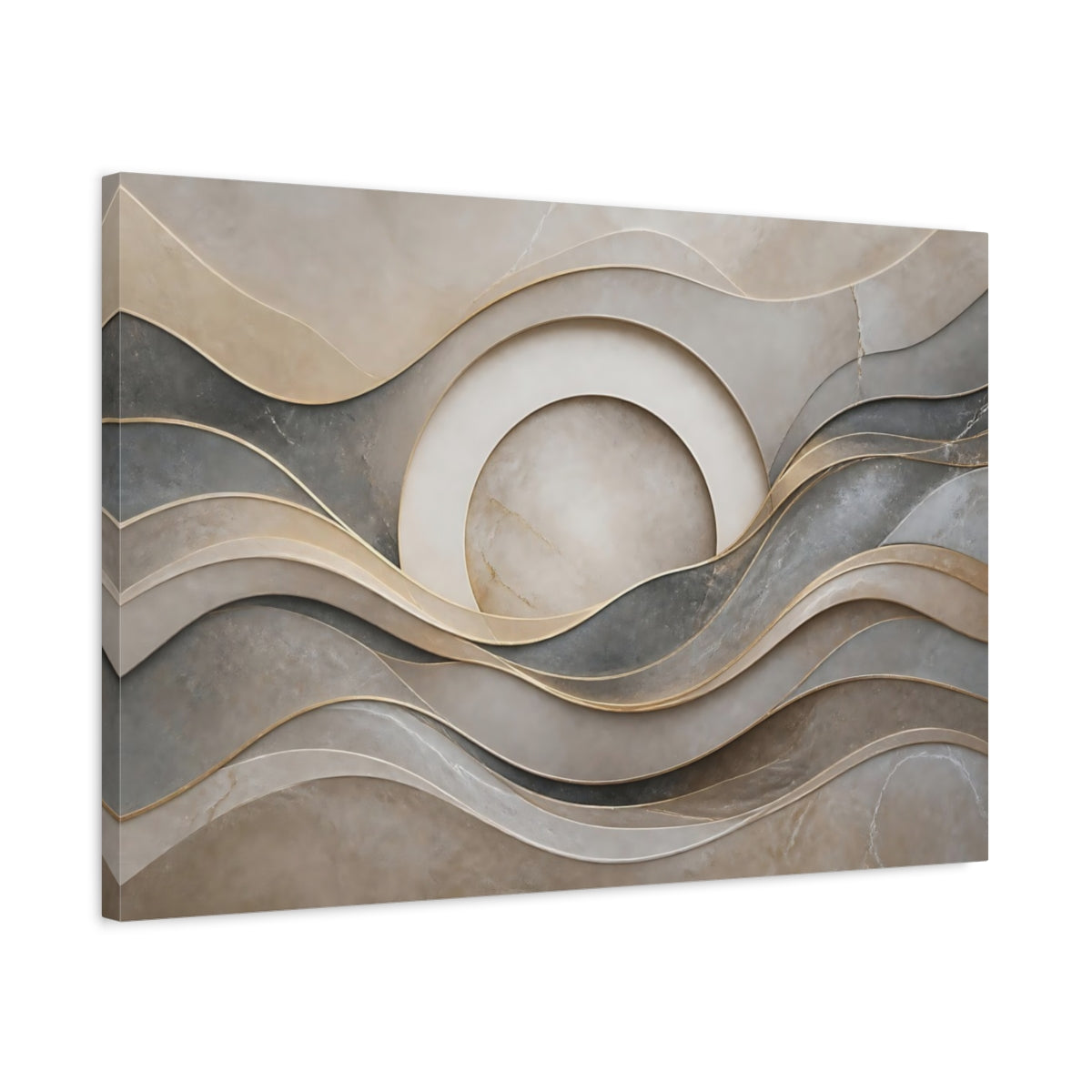 Side Mockup 2. Layered Stone Waves shown as canvas print