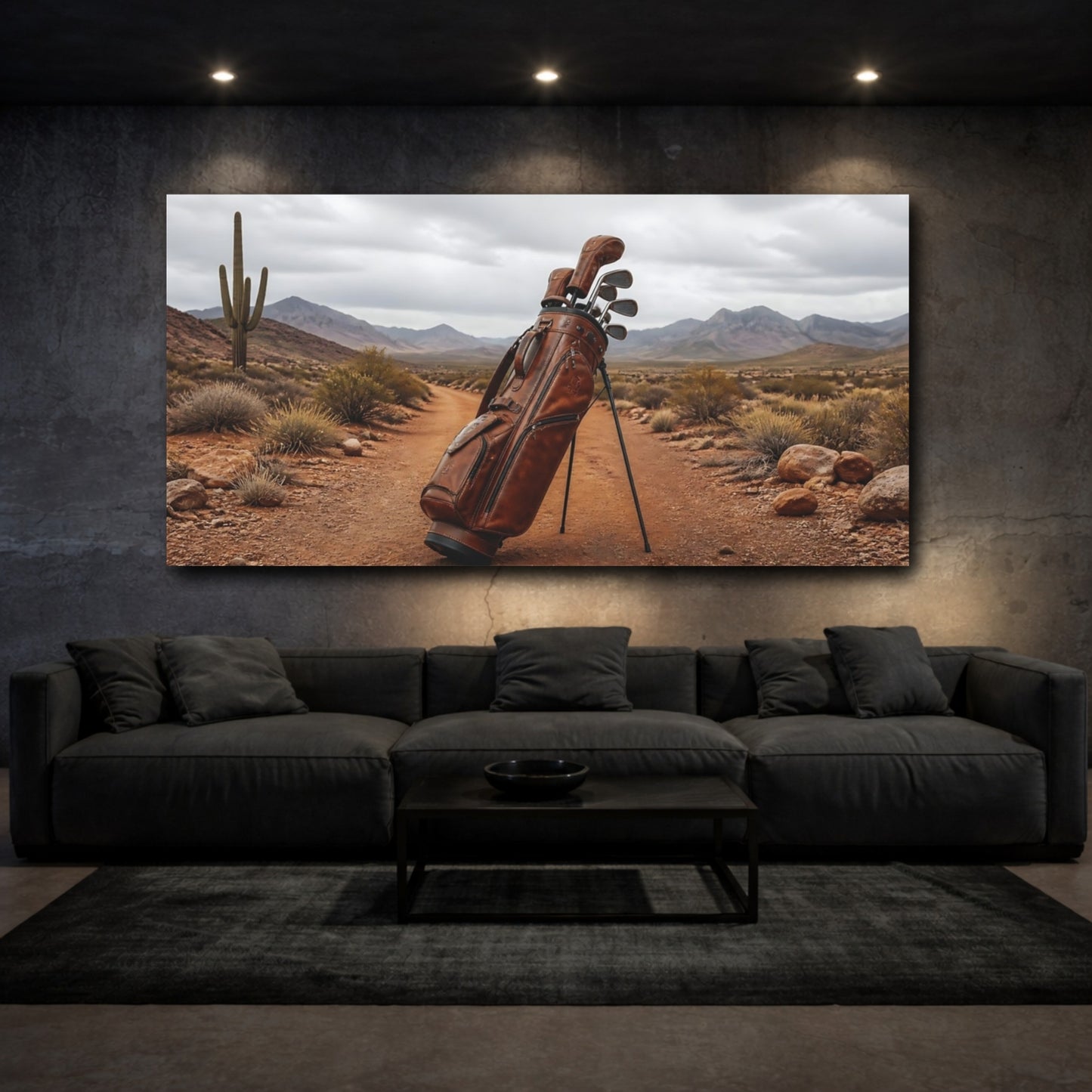 Mockup 3. Leather Golf Bag In Desert shown as canvas print