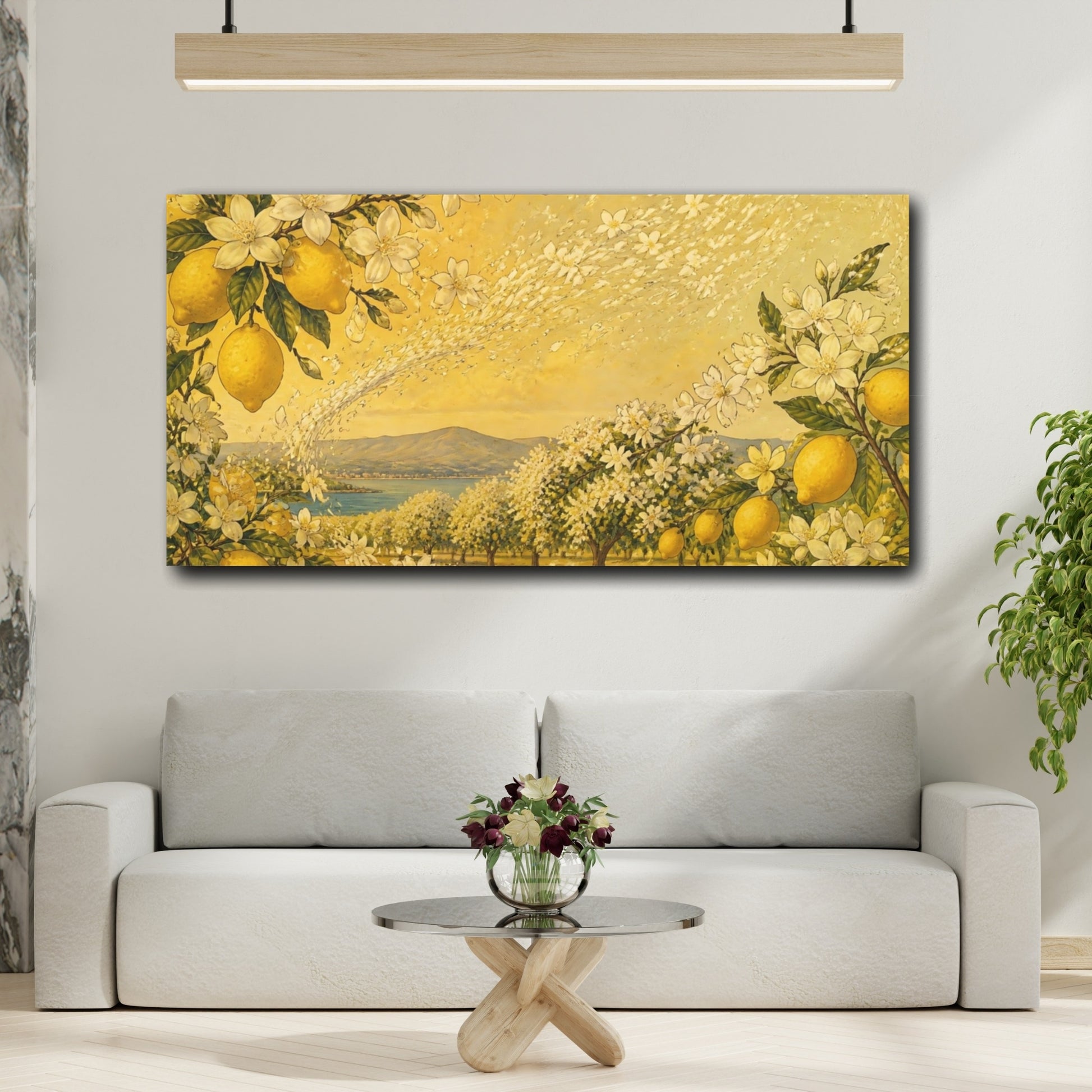 Mockup 2. Lemon Blossom Orchard shown as canvas print